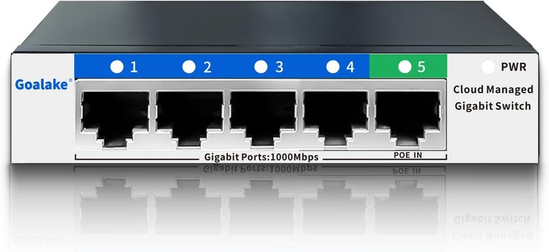 Goalake 5 Port Gigabit Switch, Easy Smart Managed Ethernet Switch, Network Hub, Ethernet Splitter, Plug & Play, Fanless Metal Design, VLAN, Qos, Support PoE Powered, Desktop or Wall Mount - Image 1